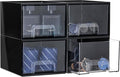 Vtopmart Black Small Stackable Storage Drawers, Cologne Organizer for Men,Plastic Containers for Vanity, Dresser,Office Desk,