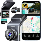 BOTSLAB 4K Dash Cam Front and Rear, STARVIS 2 Sensor, Voice Control, 64GB Card Included, 5GHz WiFi Dashcam Front and Rear Cam