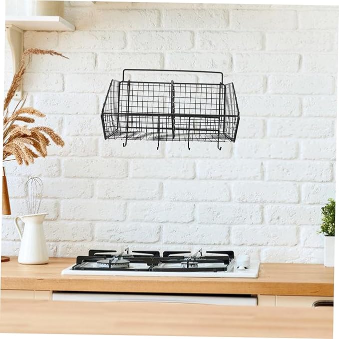 Amosfun Kitchen Wall Organizer Wire Basket for Fruits and Vegetables Divided Storage Rack Space Saving Design for Kitchen Sea