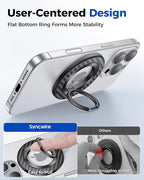 SYNCWIRE Carbon Fiber Magnetic Phone Ring Holder for MagSafe - Magnet Phone Grip Stand with 360° Rotation & Reinforced Hinge Compatible with iPhone 16 15 14 13 Pro Max Plus MagSafe Accessories
