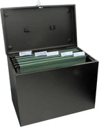 Cathedral Products A4 Steel File Box with Starter Pack of 5 Suspension Files - Black