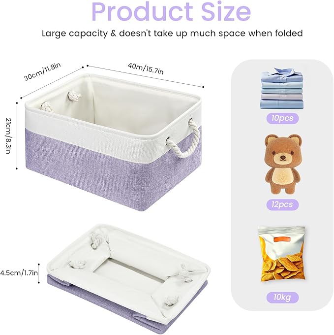 Large Storage Baskets- 15.7x11.8x8.26 inch Storage Bins for Shelves and Closet Organizing, Foldable Fabric Bin for Home Organ