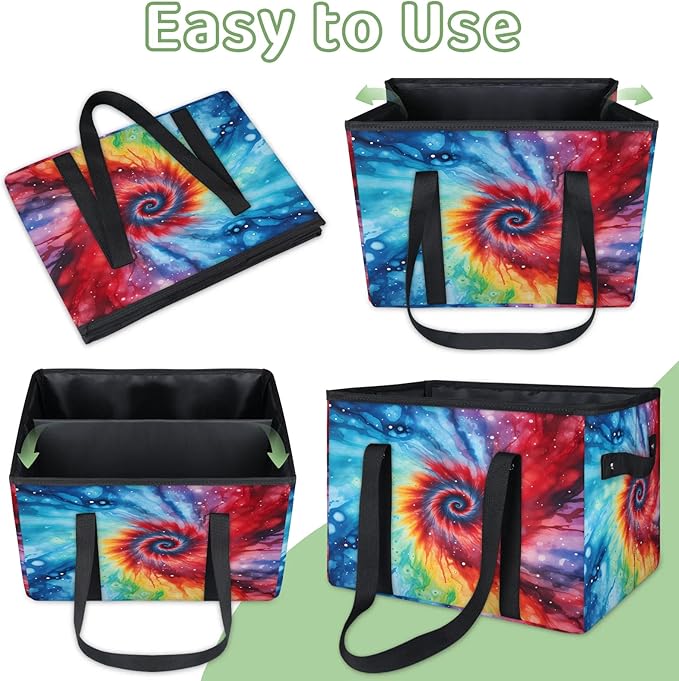 Reusable Grocery Bags Heavy Duty Shopping Bags Foldable Large Tote Bags with Long Handles & Hard Bottom