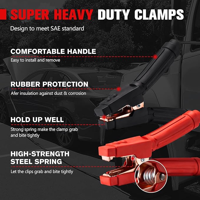 FIERYRED 2/0 Gauge 30 FT Quick Connect Jumper Cables, 1500A Heavy Duty Booster Cables with Travel Bag, Heavy Duty Battery Jumper Cable for Truck, Diesel Trucks, SUV and Car