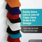 Perfect Curve Cap Rack System 36 – Baseball Cap Organizer (12 clips hold up to 36 caps,Black)