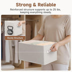 StorageWorks Foldable Shelf Organizer Bins, Closet Storage Baskets for Clothes, Fabric Storage Bins for Shelves, Beige Stripe