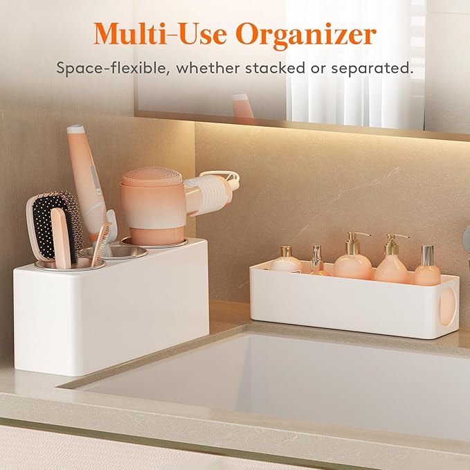 Lifewit Hair Tool Organizer Countertop, Removable Blow Dryer Holder for Bathroom, Acrylic Hot Tools Organizer Storage for Cur