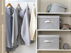 StorageWorks Fabric Storage Bins with Lid, Decorative Storage Boxes for Shelves, Stackable Closet Organizer Basket with Handl