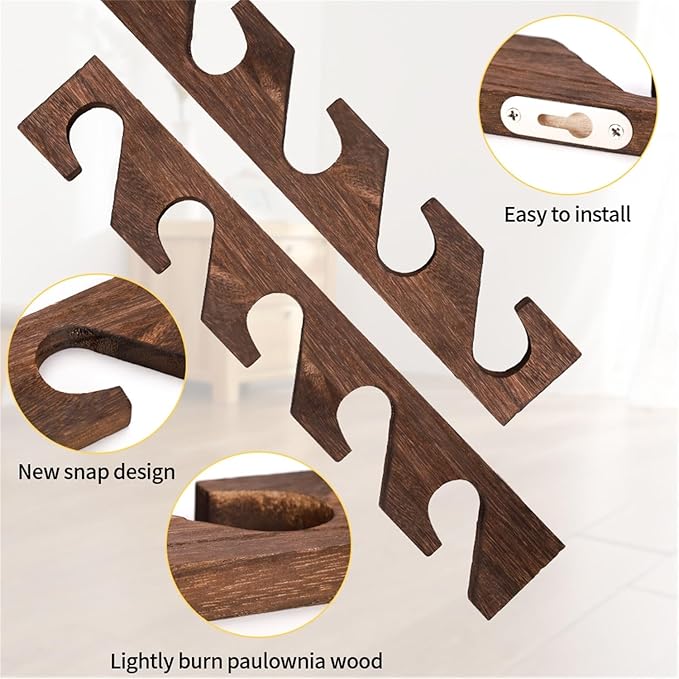 3 Pcs Hat Rack for Baseball Caps, Wall Mounted Wooden Hat Storage Organizer Hanger, Wall Vertical Hat Holder Caps Display Rac