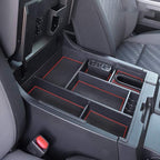 EDBETOS Center Console Tray Organizer Compatible with Toyota Tundra 2014 2015 2016 2017 2018 2019 2020 2021 Accessories, Armrest Secondary Storage Box (Red Trim)