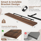 55 Inch Floating Shelves for Wall Set of 2, 8"D Wood Grain Bathroom Shelves with Invisible Brackets, Easy Install Engineered 