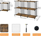 HOOBRO Wire Cube Storage Organizer, 6-Cube Shelves, Modular Shelves with Metal Grid, DIY Closet Cabinet for Living Room, Bedr