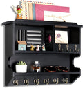 Key Holder for Wall, Mail and Key Holder for Home Decor, Key and Mail Holder for Wall with Key Hooks, Black