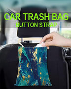 Car Trash Can, Durable Hanging Car Trash Garbage Bag, Cute Automotive Garbage Cans Organizer, Luxury Ocean Marble