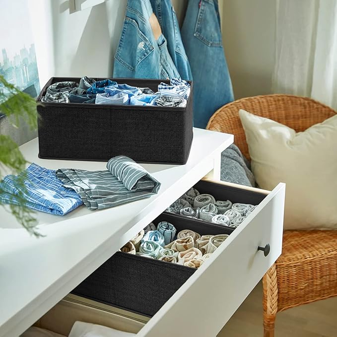 Criusia Drawer Organizer Clothes 12 Pack - Odorless Closet Organizers and Storage for Sock Underwear Bra - Dresser Organizado