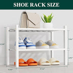 Smiry Shoe Rack, 2 Tier Thick Small Bamboo Shoe Organizer, Stackable Free Standing Wooden Shoe Storage Shelf for Closet, Entr