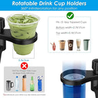 Biupky Car Cup Holder Expander, 4-in-1 Universal Cup Holder Tray Compatible with 2.6" to 3.94", Multi Cup Holders Table with 