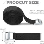 Riakrum 15 Pack 6.5 Feet Lashing Straps Adjustable Kayaks Tie Down Cam Buckle Straps with Buckles up to 250lbs for Cargo, Luggage, Motorcycles, Truck, Car Roof Rack, Sup Surfboard(Black)
