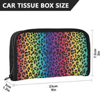 Car Tissue Holder Car Visor Organizer Tissue Box Holder for Car Sun Visor Organizer with Car Vehicle Accessories Essentials Interior for Women Men Rainbow Leopard Print