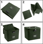 Army Green Fire Proof File Box for Documents - Portable Fireproof Document Organizer Box with Handle Waterproof Safe Locking 