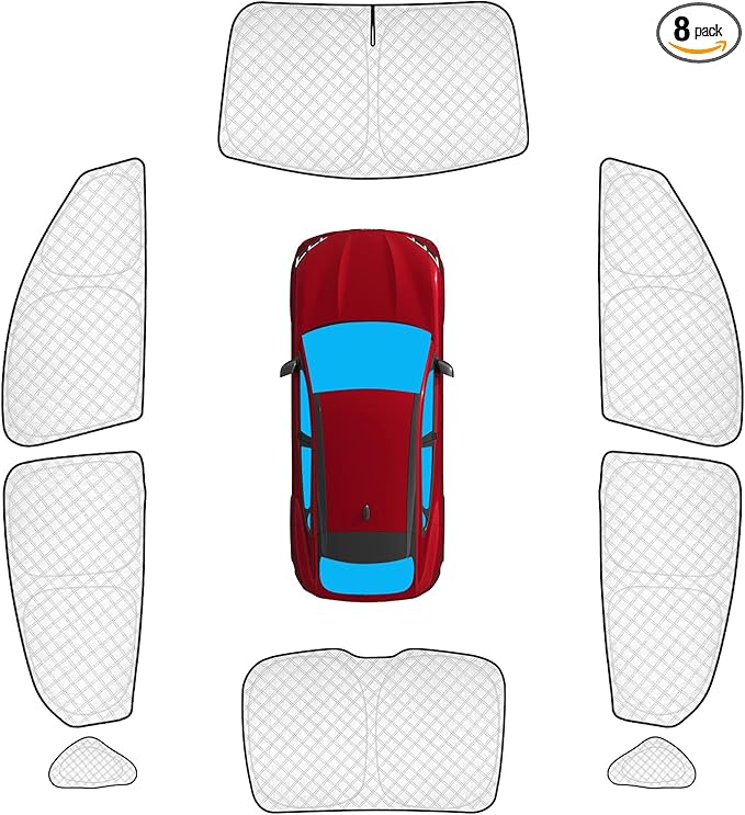KMF Thicken Sun Shades for Ford Mustang Mach-E 2021-2025 Accessories, Custom Fit Car Window Covers for Windshield Side Rear, UV Block and Blackout Protect Privacy for Camping Full Coverage 8pcs