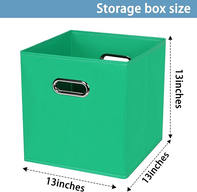 Black Fabric Cubby Storage Bins,13x13x13 Inches ,Cube Organizer Bin Foldable Storage Boxes with Dual Handles Fabric Organizer