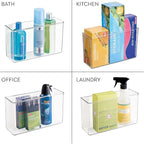 iDesign AFFIXX Plastic Wall Mount Organizer for Kitchen Bathroom, Office, Bedroom, Garage, Craft Room, 3.5" x 11" x 6.5", Cle
