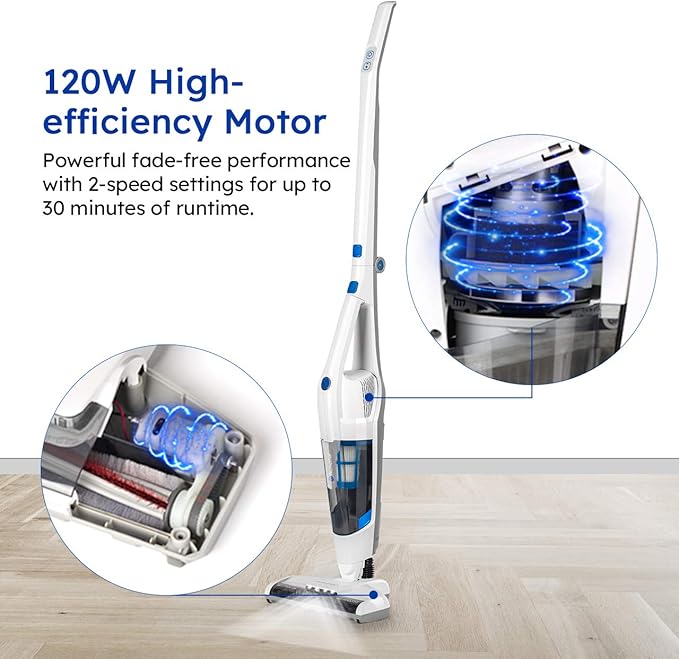 Vacmaster VSD1801 Cordless Handheld & Stick Vacuum Cleaner 2 in 1, Rechargeable Li-ion Battery Powerful Lightweight for Hardw