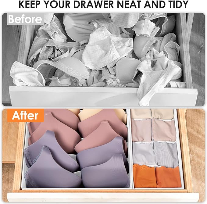 Criusia Drawer Organizer Clothes, 8 Pack Dresser Organizer Bins for Baby Clothes, Underwear Sock, Fabric Closet Organization 