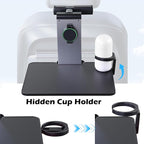 Back Seat Car Tray & Car Desk for Laptop, Wood Cup Holder Table Aluminum Cantilever Laptop Mount for Vehicle,Steering Wheel Tray Fits for Tesla Model Y/3/S Camry Forester F150 Tundra&Most Vehicles