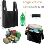 BeeGreen Black Reusable Grocery Bags Shopping Bags for Groceries 12 Pack Heavy Duty - Foldable Polyester Grocery Totes with Handles and Zipper Bag, Large Travel Washable Holiday Tote Bag Bulk