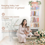 POVETIRE Headband Holder Hair Bows Organizer for Girls, Hair Accessories Display Storage Wall Hanging Decor for Baby Nursery 