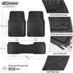 CAR PASS Heavy Duty Rubber Floor Mats for Car, Waterproof Liner Deep Dish Car Mats Full Sets, Universal Trim to Fit for SUV Truck Sedans Vans, All Weather Automotive Floor Mats 3pcs, Solid Black