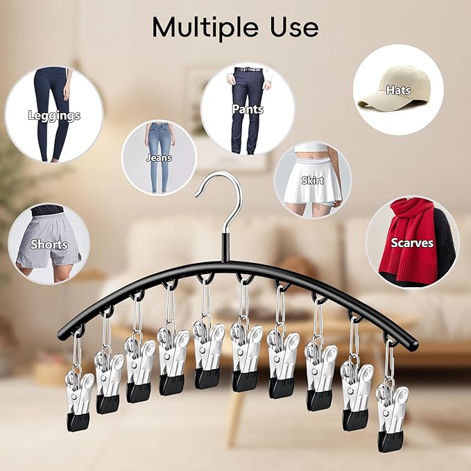 TomCare 4 Pack Space Saving Hangers，2Pack Tank Top Hanger and 2Pack Leggings Organizers for Closet Pants Hangers with 20 Clip