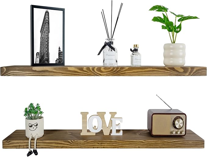 BGMG Floating Shelves for Wall 48 inch Long Set of 2,Wide Rustic Wooden Wall Shelves for Bathroom Living Room Bedroom Kitchen