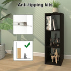 CTESNE【2026 Wooden Thick Frame 3 Cube Storage Organizer Shelf with Anti-Tipping Kits + Reversible Open Back Bookcase, Horizon