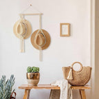 Tissting Macrame Hat Hangers Boho Hat Rack for Wall Hat Holder Display Organizer Bobo Hanging Hat Organizer Storage for Wide 