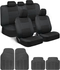 BDK PolyPro Car Seat Covers Full Set Combo with Front and Rear Waterproof All -Weather Car Floor Mats - Universal Fit Automot