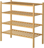 ROMGUAR CRAFT 4 Tier Bamboo Shoe Rack for Closet Free Standing Wood Shoe Shelf for Entryway Small Space Stackable 27"x11"x26"