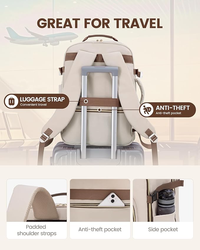 LOVEVOOK Travel Backpack for Women & Men 50L,Airline Approved Carry On Backpack Travel Essentials,TSA Carry on Luggage,Waterp