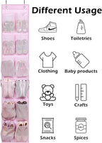 MISSLO Over The Door Shoe Organizer 12 Large Mesh Pockets Hanging Narrow Closet Door, Baby Hanging Shoe Rack Kids Closet Stor