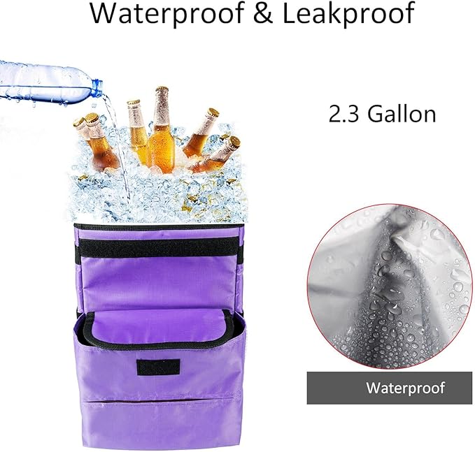 Car Trash Can Foldable Garbage Bin Leakproof 2.3 Gallons Purple