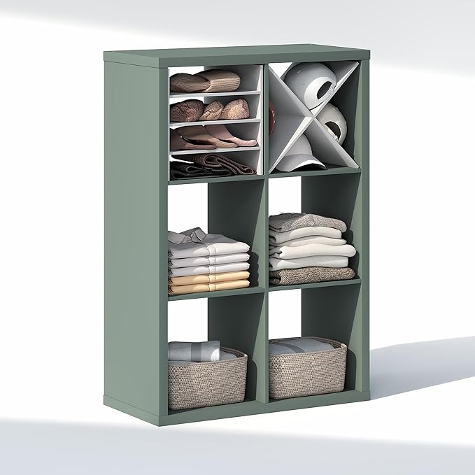 Furinno Cubic Closet Organizers and Storage, 6-Cube Closet Organizer, Open Shelf Closet Storage, Extra Thick Frame for Wardro