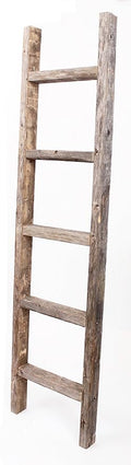 BARNWOODUSA Rustic Decorative Ladder - 100% Upcycled Wood (60" x 12" x 1.5", Weathered Gray)