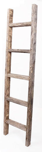 BARNWOODUSA Rustic Decorative Ladder - 100% Upcycled Wood (60" x 12" x 1.5", Weathered Gray)