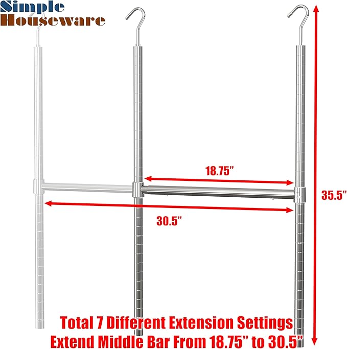 Simple Houseware Adjustable Closet Hanging Rod, Chrome