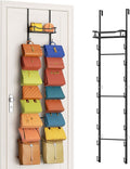 SWTYMIKI Over The Door Purse Organizer - Wall Mounted Purse Rack with 16 Hooks and Metal Basket, Handbag Hanger Organizer Hol