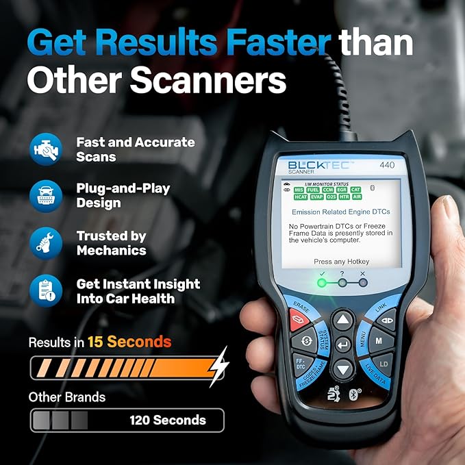 BLCKTEC 440 Bluetooth OBD2 Scanner Diagnostic Tool - Car Code Reader and Scanner for Car - Comes with Live Data -