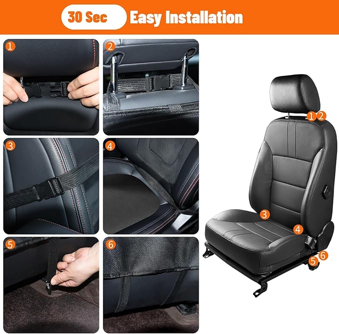 2 Pack Car Backseat Organizer with Foldable Table Tray, 12 Storage Pockets Kick Mats Protector Tablet Holder for Family Travel (Black)