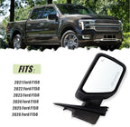 Right Passenger Side Mirror Fits 2021-2026 Ford F150 With Manual Folding Power Glass Heated Blind Spot Turn Signal Puddle Light Temperature Sensors Matte Black Replace#ML3Z17682SA(13Pins)